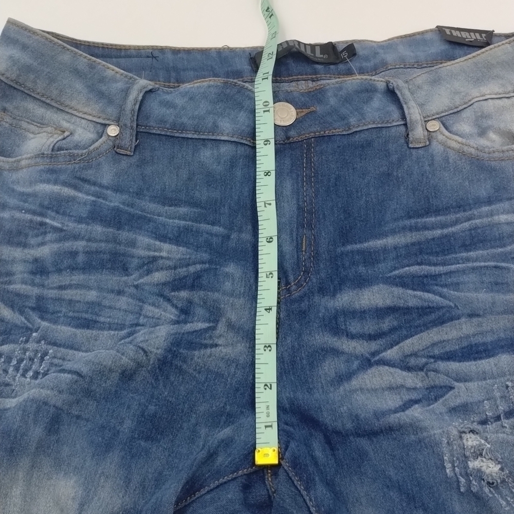 Thrill denim jeans size 15 stretch Distressed Skinny High Rise new! - Picture 7 of 11
